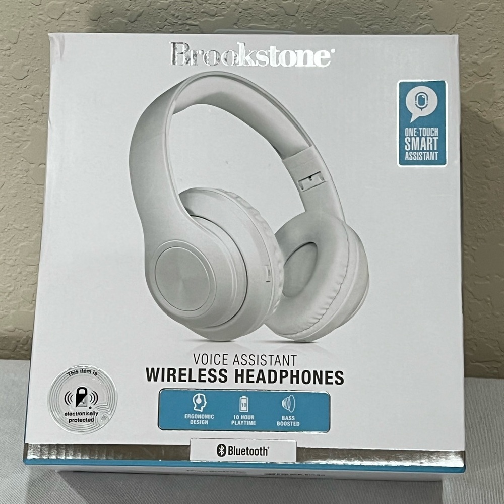 New in Box Brookstone Bluetooth Wireless Headphones - white